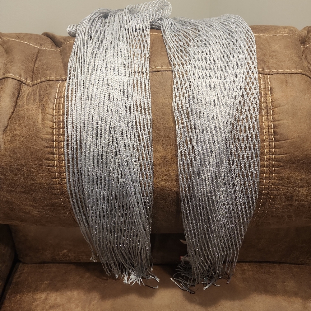 Silver sparkle scarf by Collection Eighteen, six feet long